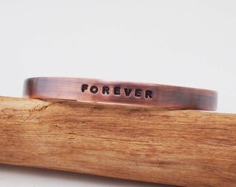 Copper Anniversary Bracelet, Copper Cuff, Forever Bracelet, Oxidized Copper, 7 Year Anniversary Gift