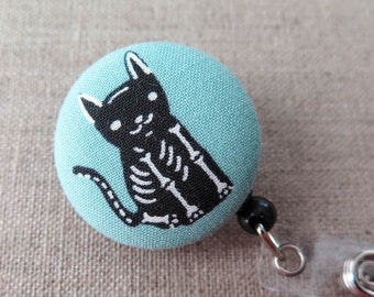 Badge Reel | Retractable Badge Holder, Nurse Badge Reel, ID Badge Holder, Badge Clip, Cute Badge Reel - SKELO CAT
