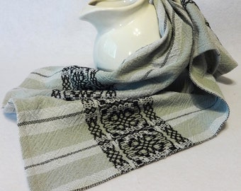 Handwoven Cotton Towel for Kitchen or Bath - Grey Black Handtowel, Kitchen Towel, Handwoven Towel - #14-07 grey weft