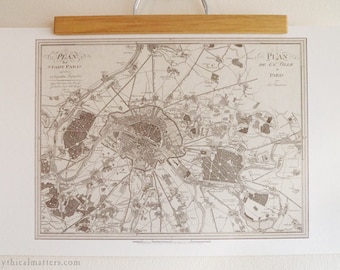 Antique Map Print of Paris eco paper France Made in Canada Seine Europe Eiffel Tower Travel Voyage Abroad City