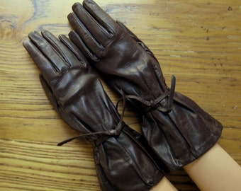 Leather Gauntlet Gloves, Vintage Brown Leather Gloves, Vintage Leather Gloves, Gauntlet Gloves, Brown Leather Gloves, Motorcycle Gloves
