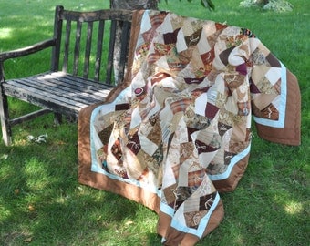 Homemade Quilt - Throw Size Quilt - cabin quilt - camper quilt - bed cover -cozy - hand tied - throw quilt - cabin quilt -picnic quilt