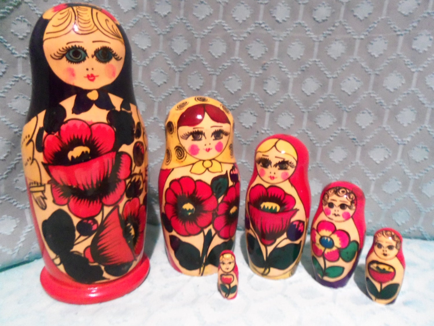 Vintage Russian Matryoshka Doll Nesting Dolls Wooden Doll