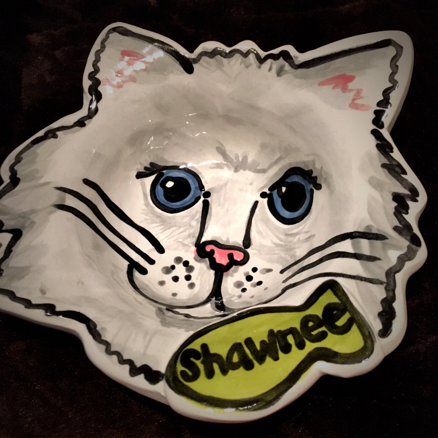 Custom Cat Bowl handmade pottery portrait dish