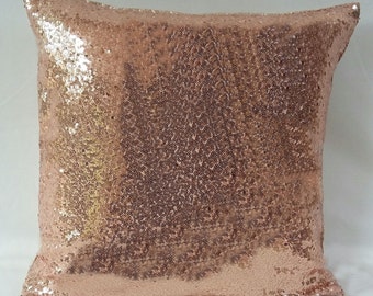 rose gold sequin pillow, Rose gold pillow cover, metallic pillow, blush pillow, throw pillow cover, Rose gold wedding, wedding decor,