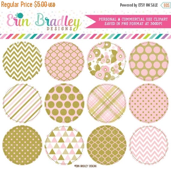 60% OFF SALE Pink Circles Clipart Instant by ErinBradleyDesigns