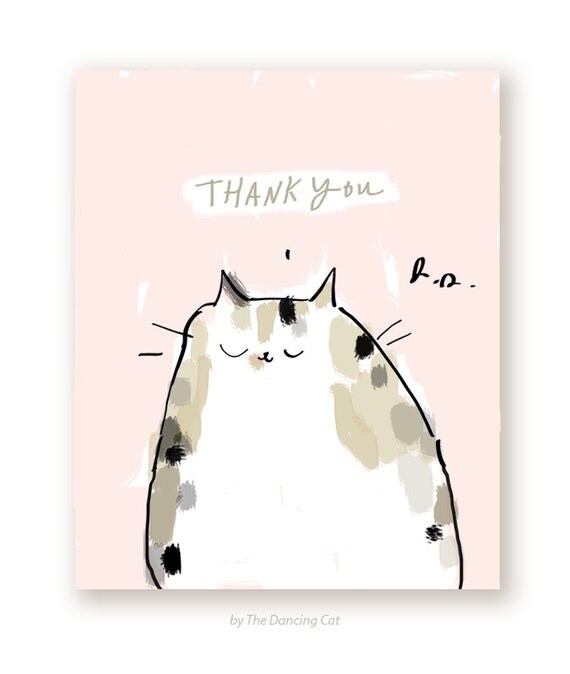 NEW Thank You Kiki Cat Card Thank You Cat Card