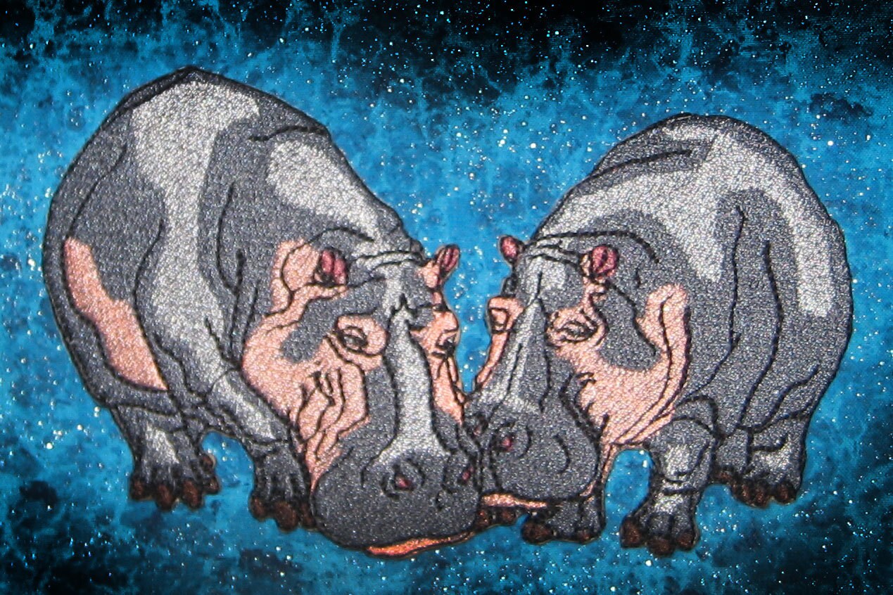 Hippopotamus Hippo Pair Iron on patch