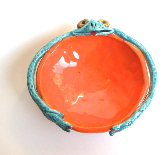 ceramic frog bowl frog face soap dish clay candy by agardenrose