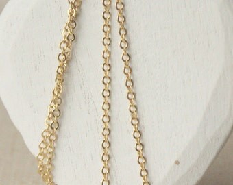 Thin Gold chain necklace 14 - 45 inch 16K SMALL gold chain 2mm oval links yellow gold plated chain flat link necklace DAINTY chain gold SF66