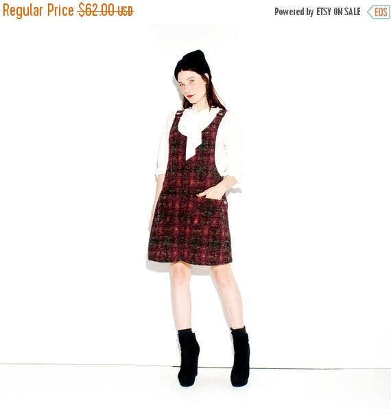 HALF OFF one day ONLY Plaid 90s Dress // plum 90s by blackmoonsky