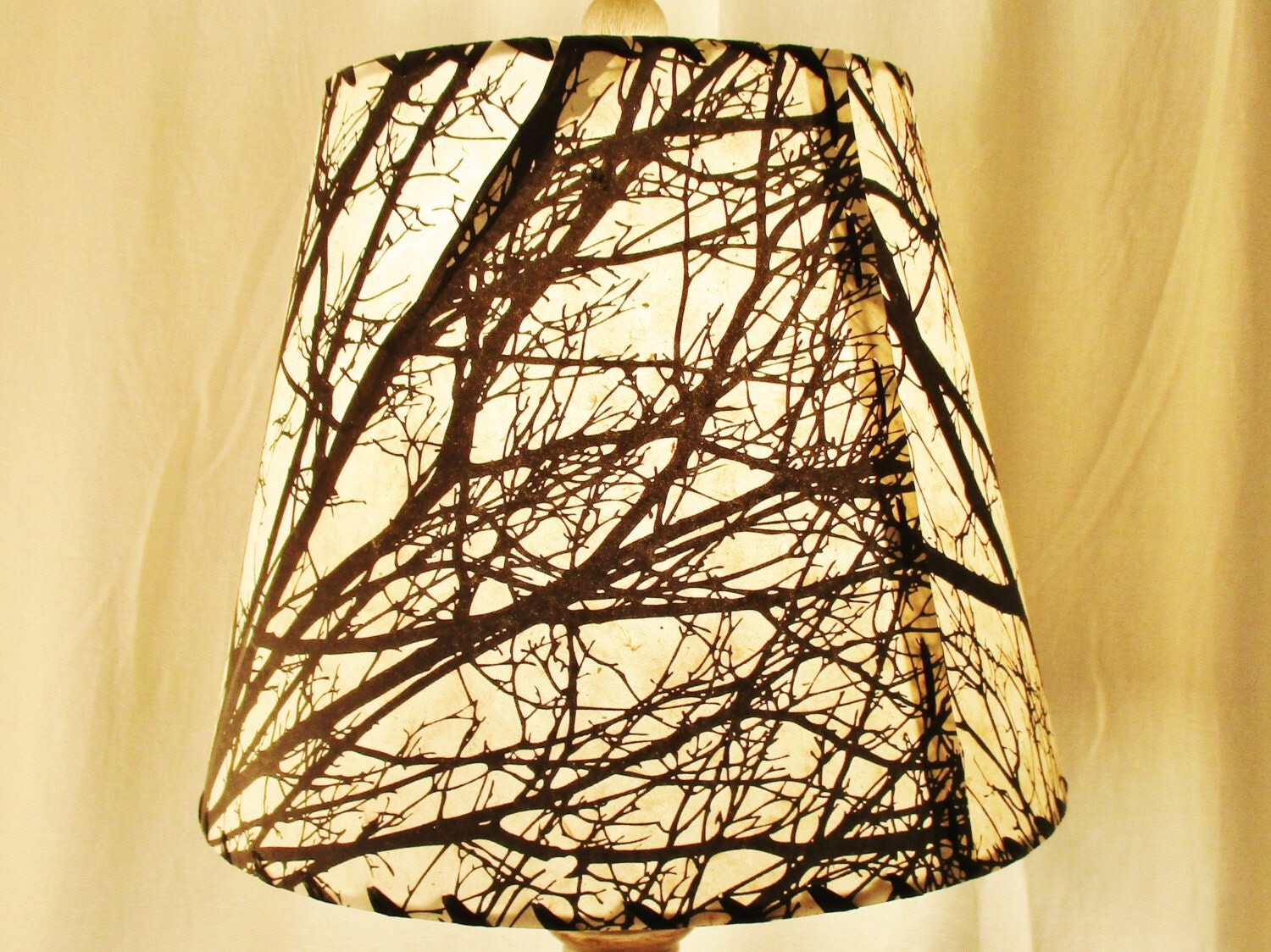 Tree Silhouette Drum Lamp Shade Black and White Tree