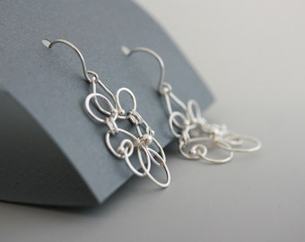 sterling silver long chandelier earrings, sterling silver boho earrings, dangle earrings, Elance dangle earrings