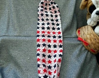 Plastic Bag Holder Sock, Americana Stars Red White Blue Print