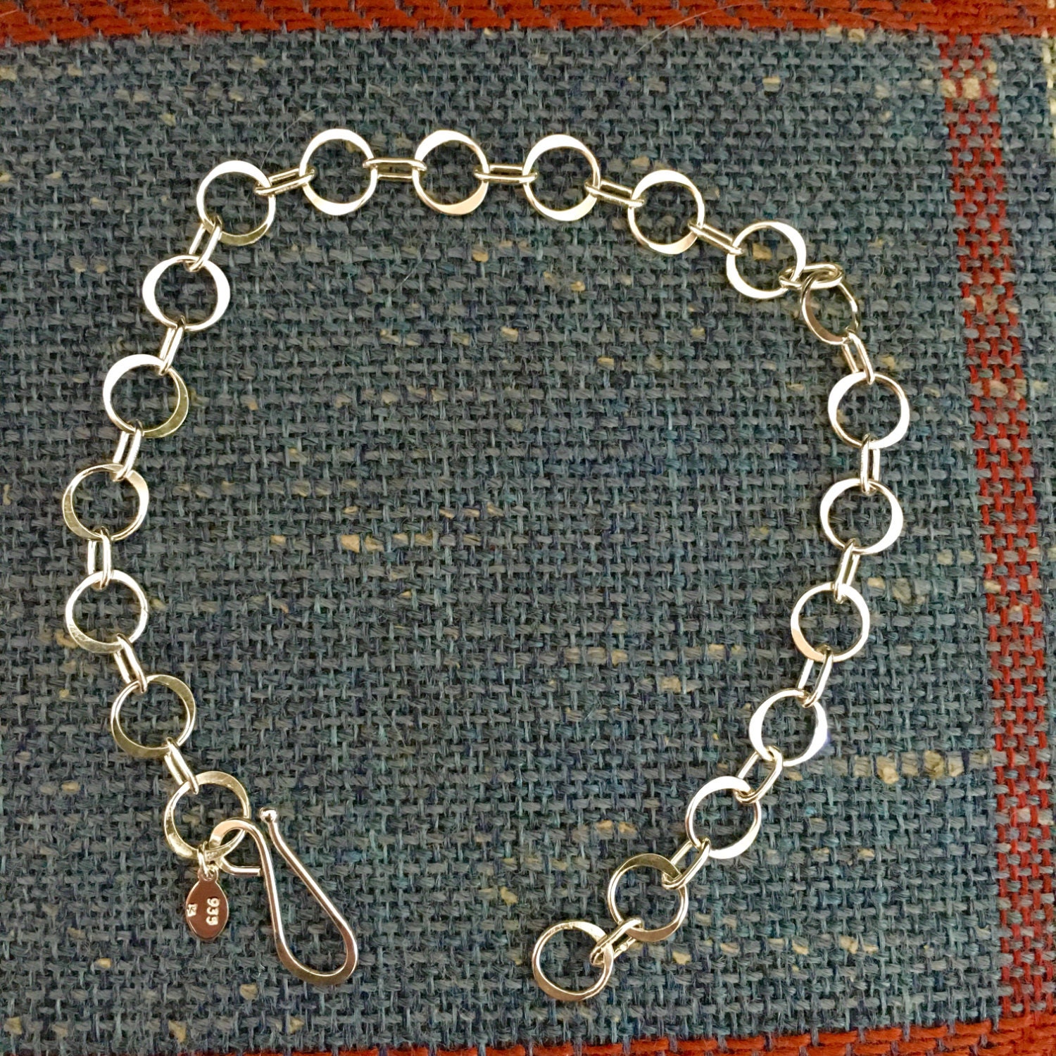 Sterling Ankle Bracelet Anklet Hand Hammered 10.5 Inches SALE