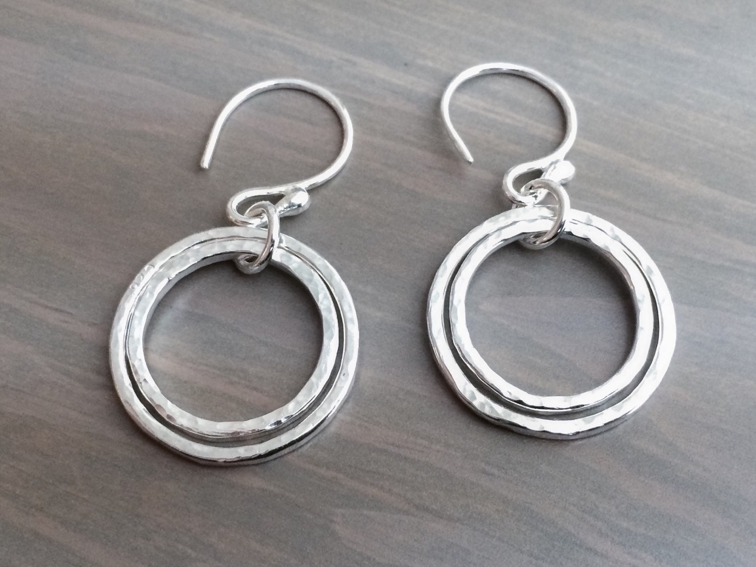 Large Double Hoop Silver Earrings Made in the USA Double