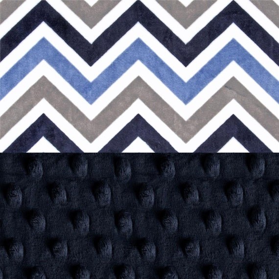 Minky Adult Blanket, Personalized Blanket, Gray Navy Chevron Throw Blanket, Twin Blanket, Chevron Blanket, Gift, Kids Minky Blanket