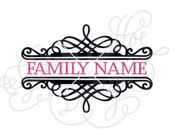 Family Flourish Monogram Label SVG DXF PNG digital download files Silhouette Cricut, vector graphics Vinyl Cutting Machines, Screen Printing