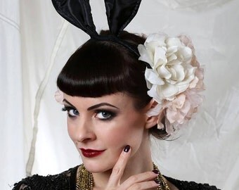 Bunny ears headband - Black bunny ears - Playboy bunny ears.