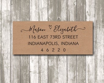 Return address label - custom- 2 5/8 x 1 inch rectangular, brown kraft label, sticker, wedding announcements - SET OF 30