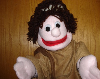 Bibllical boy shepherd Bible hand puppet moveable mouth arm rods adult size Vacation Bible School