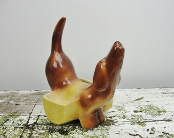 Vintage Dachshund dish, Dachshund cigarette holder, mid century dachshund, dog dish