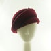 WOMENS BERET HAT - Pillbox Hat - Red Hat - Felt Hat - Handmade Hat - Burgundy Wine - Church Hat