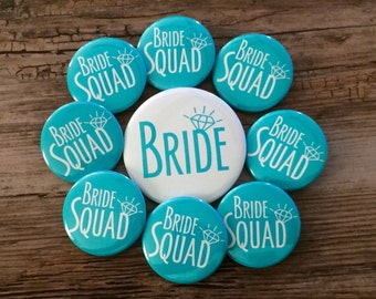 Bride Squad, Turquoise Wedding, Bachelorette Pins, Hen Night Badges, Bride Button, Last Fling Party, Bright White, Classy Bridal Shower