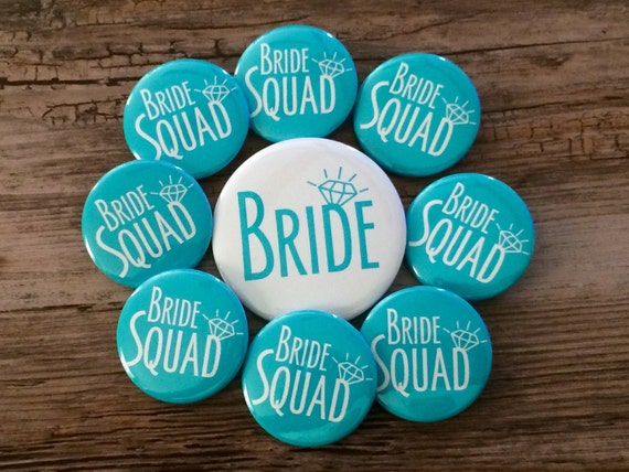 Bride Squad Turquoise Wedding Bachelorette Pins Hen Night