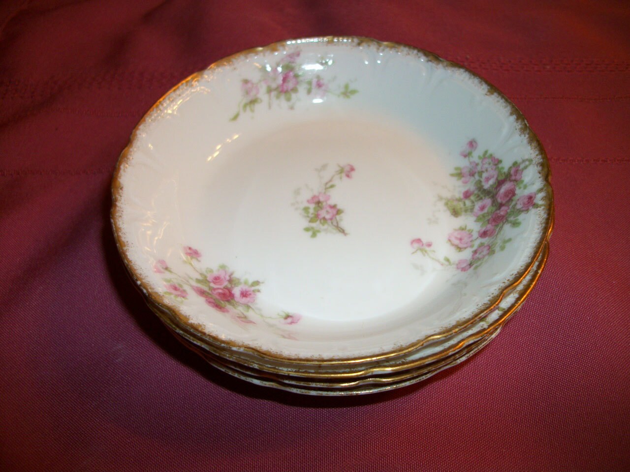 GDA Limoges France China 5 berry bowls plates Antique