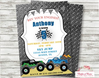 MONSTER TRUCK Birthday Invitation - Truck Invitation - Monster Truck Invitation - Truck Invite - Monster Truck Party Supplies - PERSONALIZED