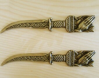 2 letters openers, Jerusalem judaica, 1970's made by feldman.