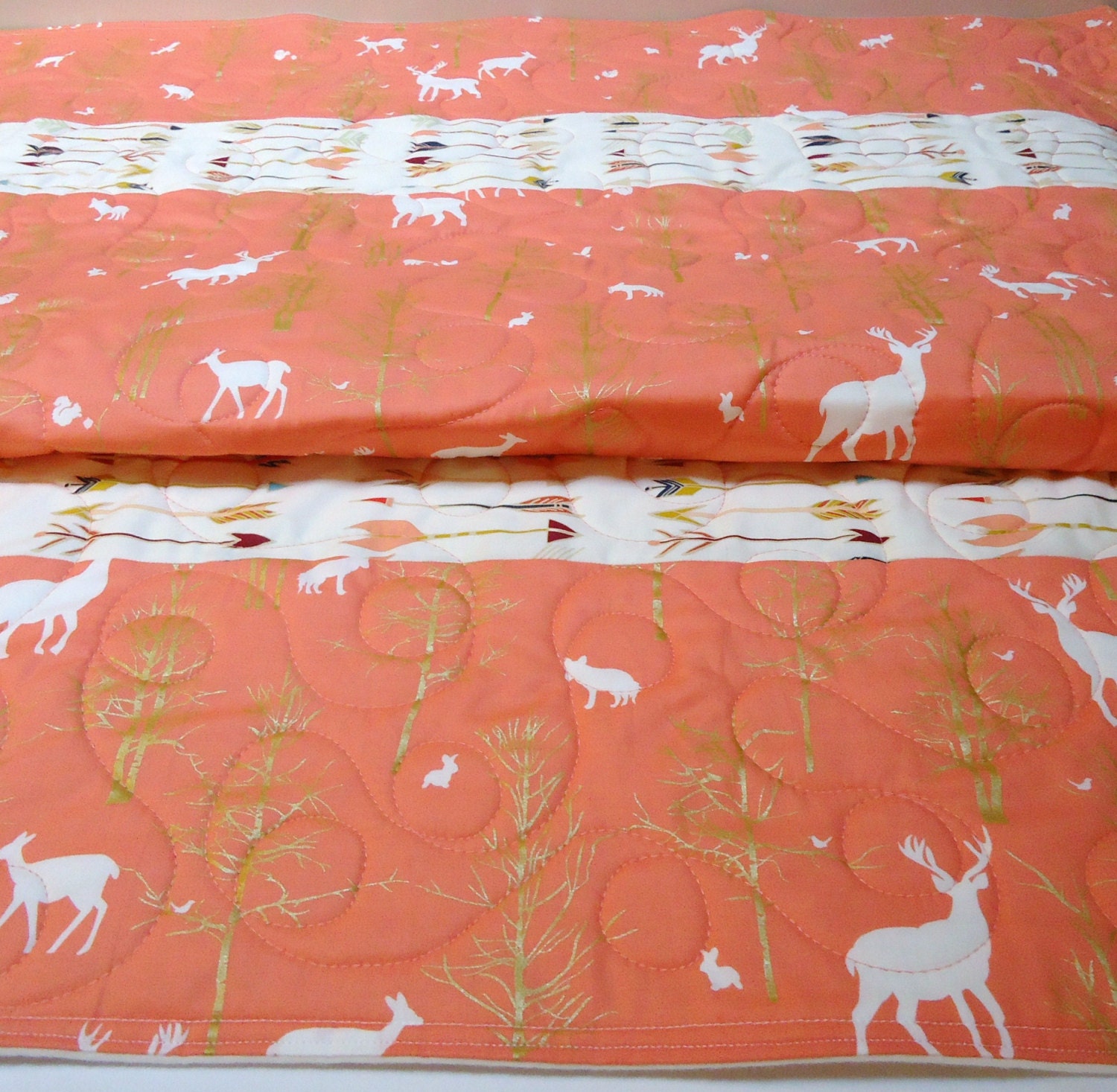 Modern Baby QuiltRustic Baby Girl BeddingWoodland