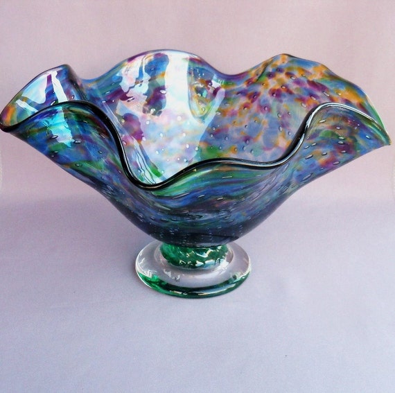 Hand Blown Art Glass Fruit Bowl on by Route4glass on Etsy