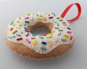 Glazed Donut Ornament With Sprinkles