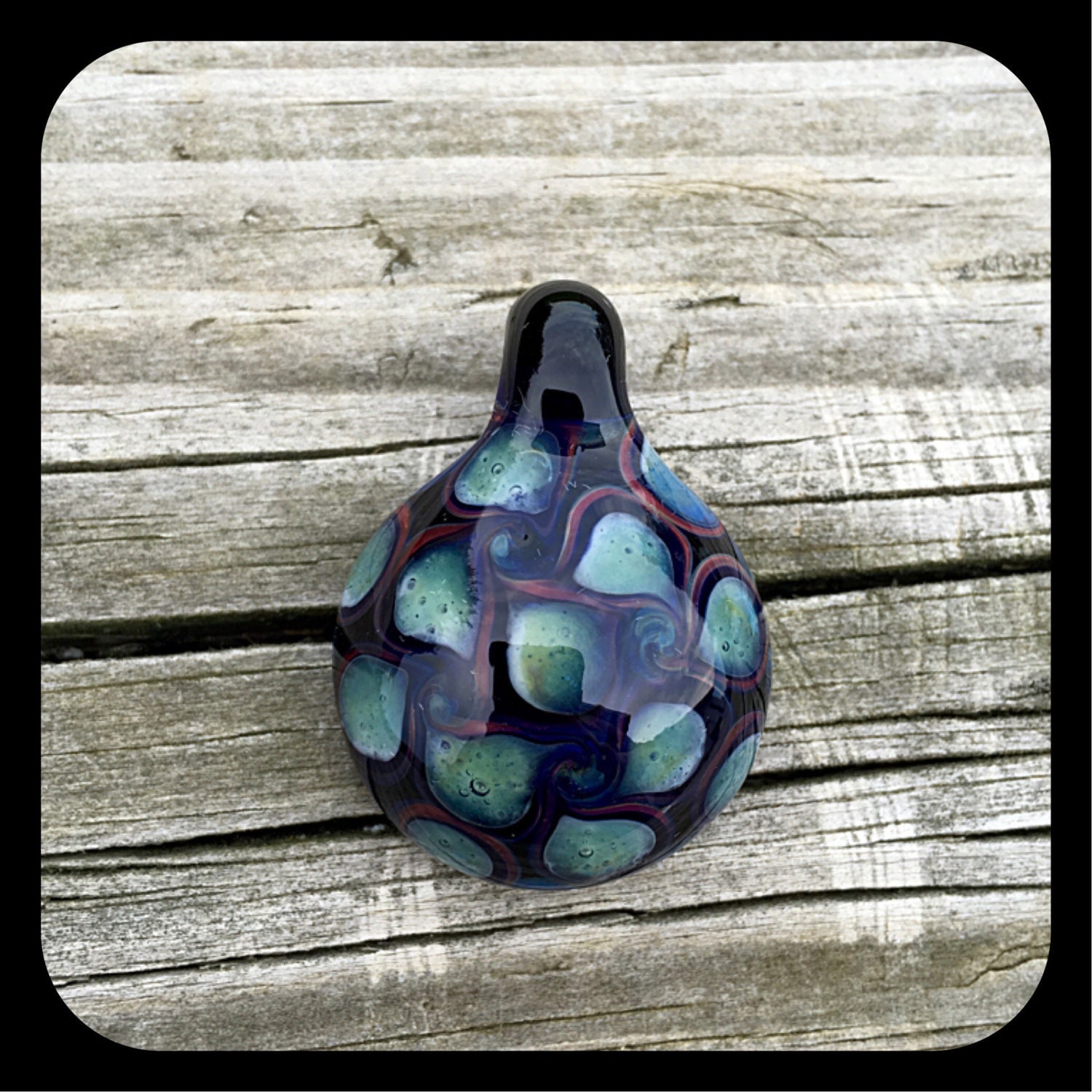 Paisley handmade lampwork boro glass pendant keikos bead box