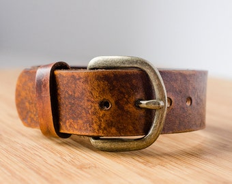 Distressed Leather Adjustable Vintage Belt Buckle Cuff