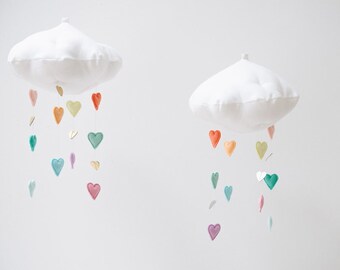 Luxe Pastel Rainbow Heart Cloud Mobile - Free Shipping in the US - nursery decor