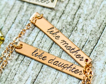 SALE • Mother Daughter Necklace Set • Gift Mom Daughter Bar Necklace Like Mother Like Daughter Jewelry Set • Mom Bar Necklace Mother Gift