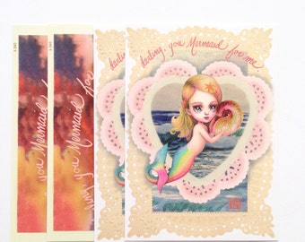Darling, you Mermaid for me - 4 Valentine Postcards- by Mab Graves