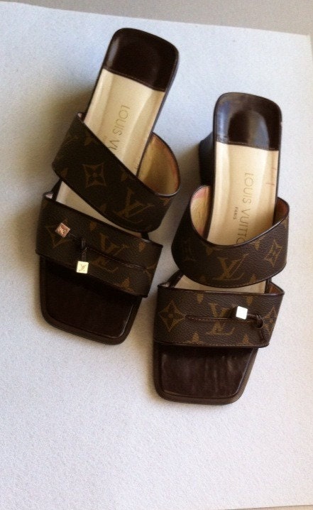SALE Vintage Louis Vuitton Monogram Mules Leather Shoes