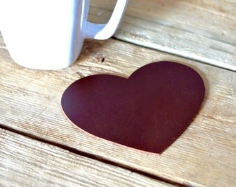 Leather Heart Shaped Coasters - set of 4 heart coasters in the color of your choice!