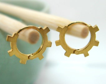 brushed white gold hoop earrings solid gold hoop by 360JewelsElite