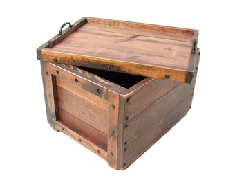 Lidded Wood Crate, Wooden Box with Lid, Keepsake Box, Hope Chest, Memory Box, Wedding Card Box, Bin, Tote, Carry-all, Wooden Storage Box