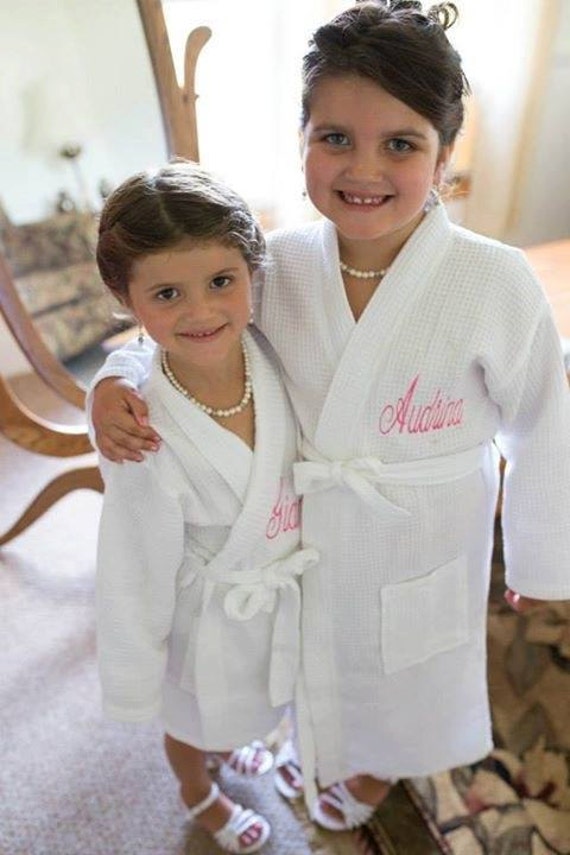 2 Flower Girl Spa Robes Wedding Party Children Monogrammed