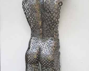 Metal Wall Art Silver/Black Home Decor Sculpture Metal Art Torso by Holly Lentz