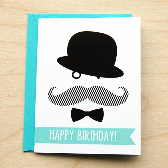 Mustache Birthday Card Happy Birthday Card