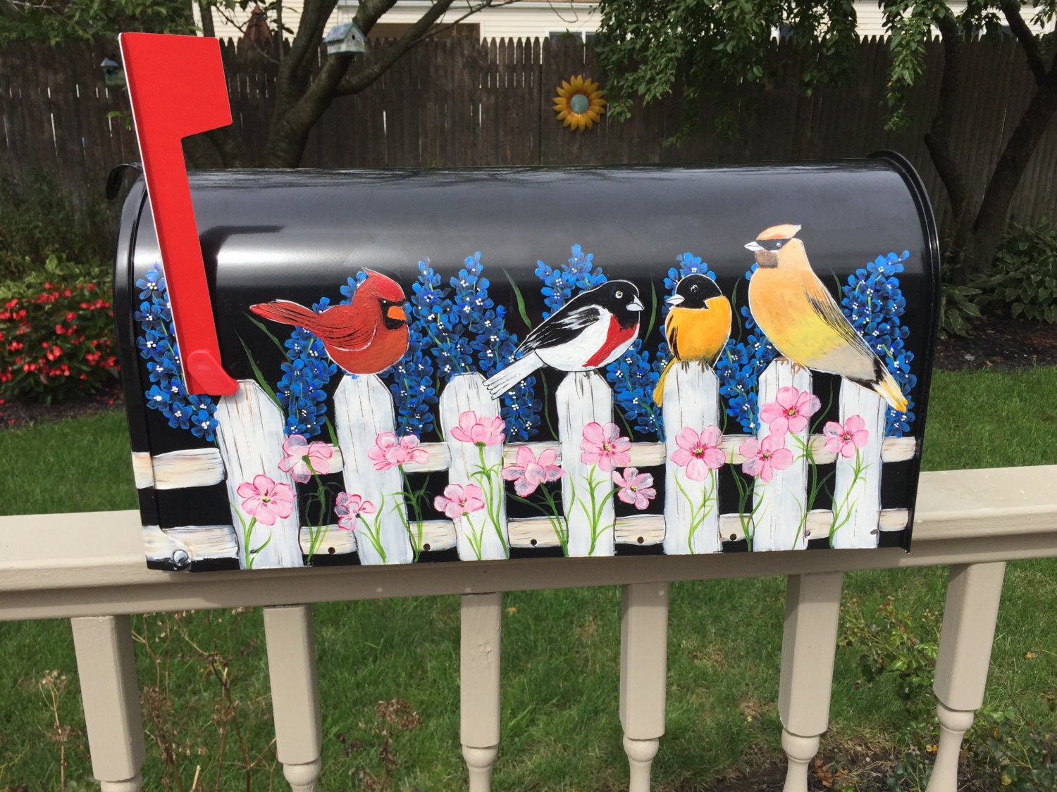 Custom mailbox hand painted mailbox mailbox with bird