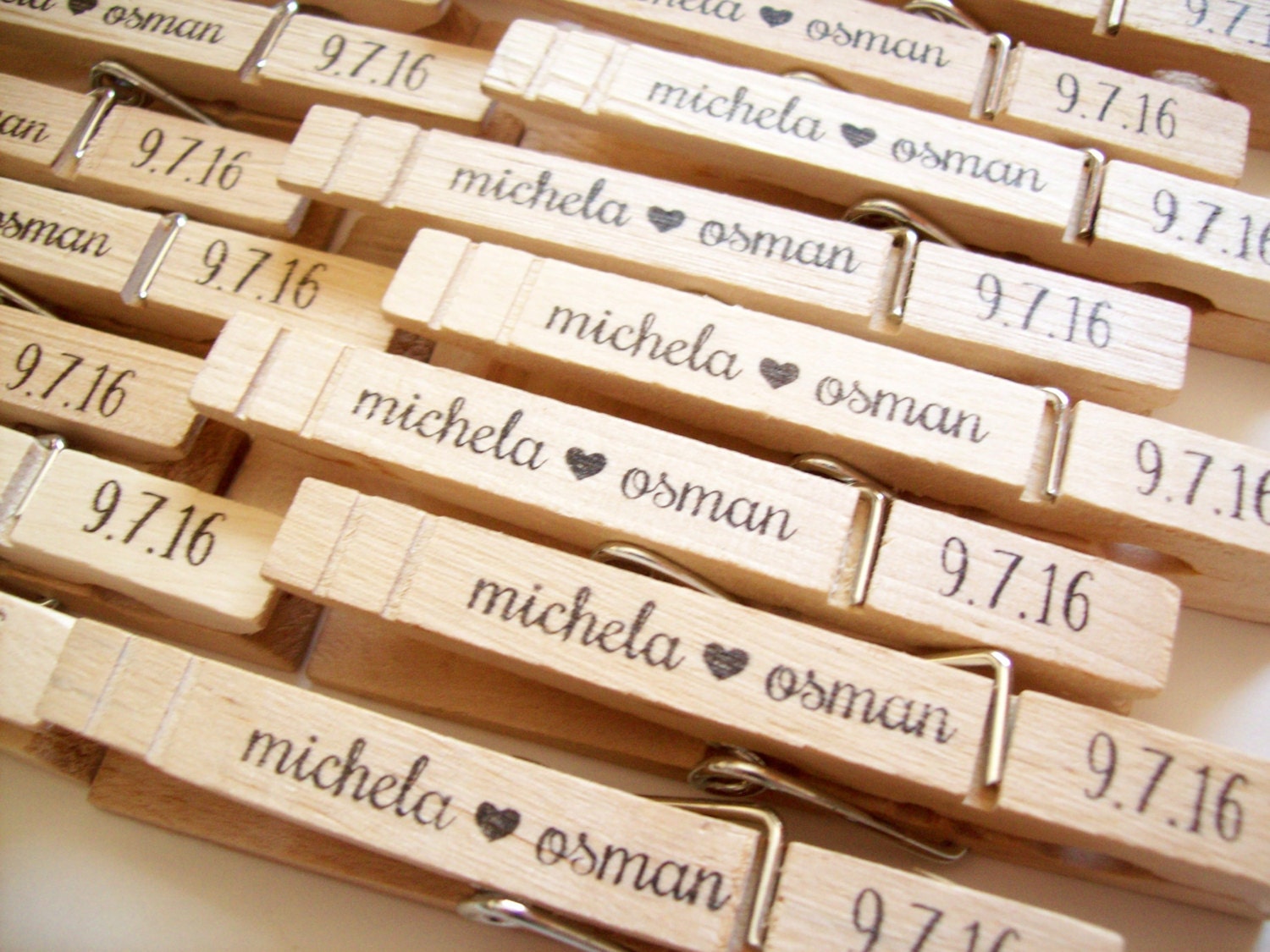 Personalized Clothespins Names and Date 20 Count Wedding