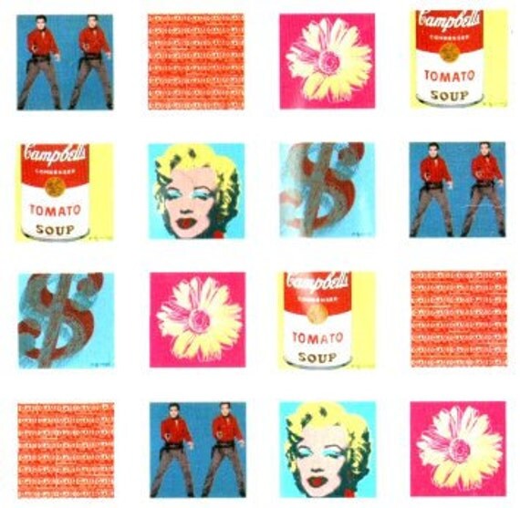Retro ANDY WARHOL Shower Curtain POP Art Collage Marilyn